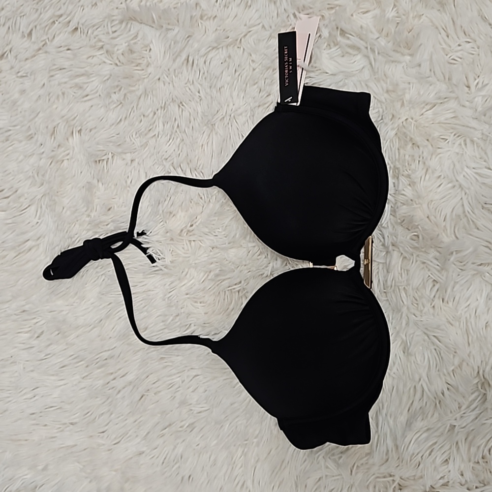 New Victoria's Secret Bombshell Bikini top 36 B Black pushup Swim Bra